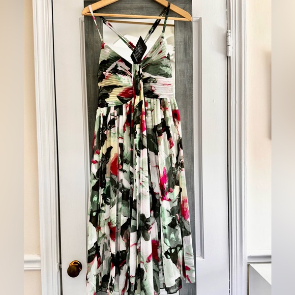 White House Black Market Floral Sleeveless Pleated Bust Dress Wedding Guest - Picture 12 of 16